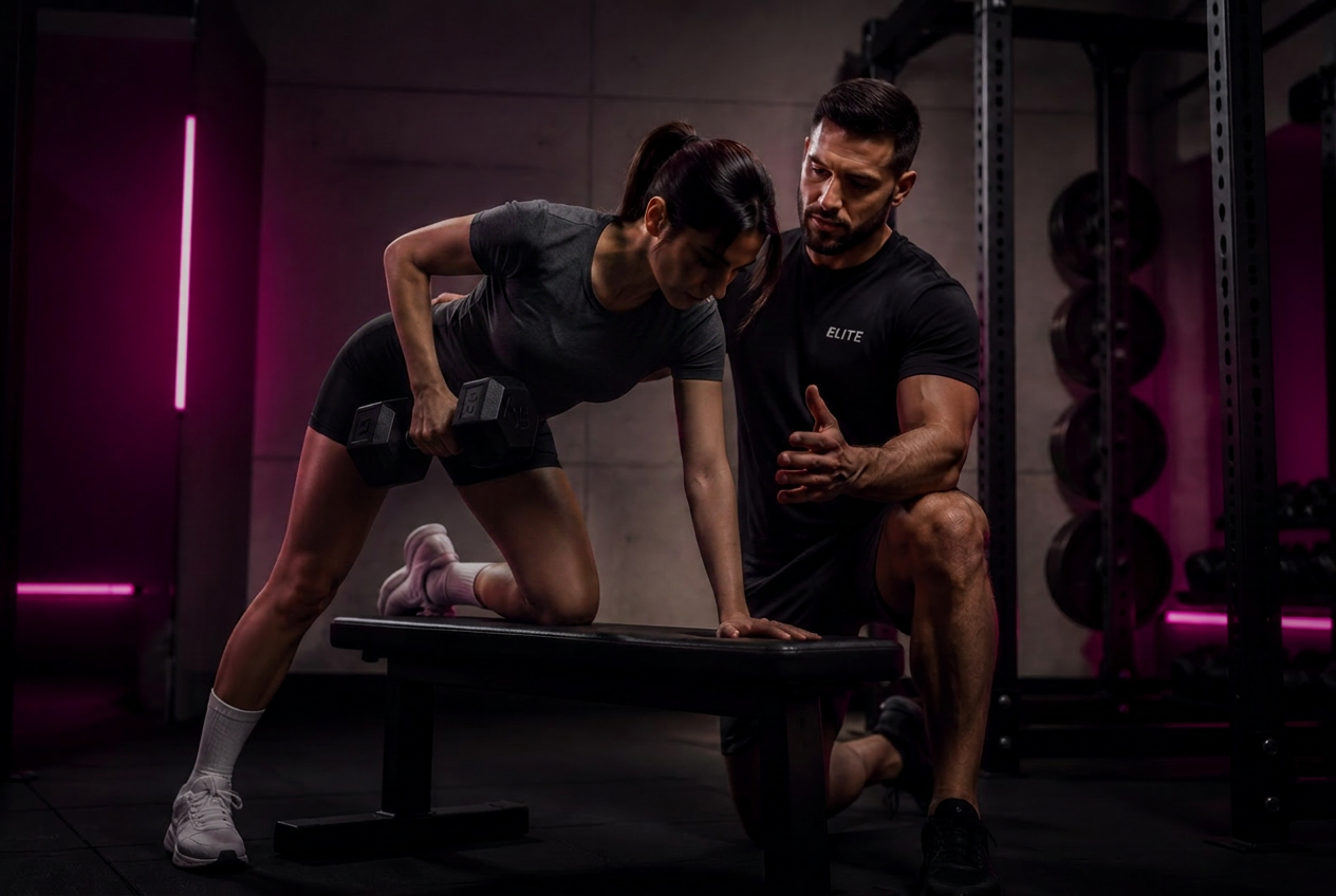 Personal Trainer helping a client